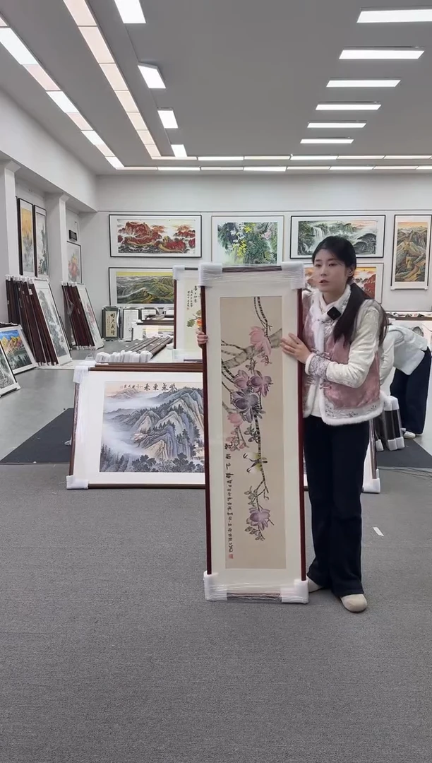 国画手绘 花开吉祥 150*45