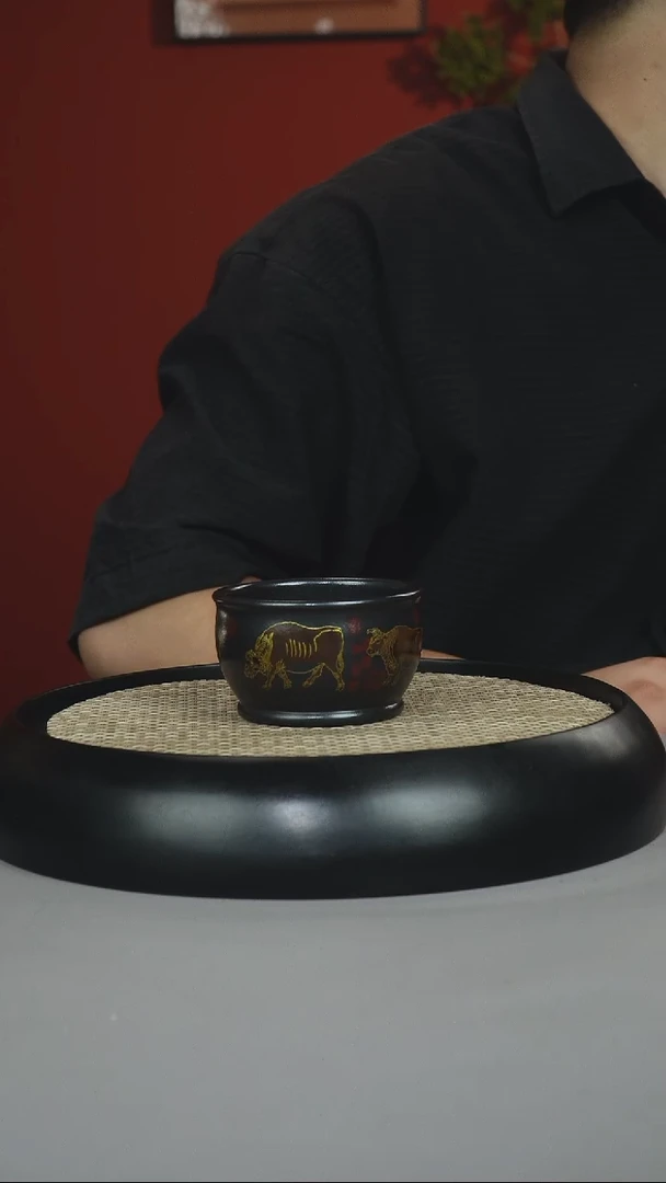 茶壶紫砂石黄 五牛杯