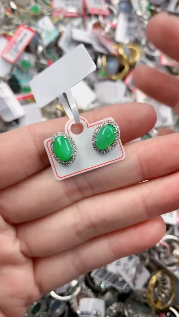 银S925镶嵌戒指翡翠10-10-10    5