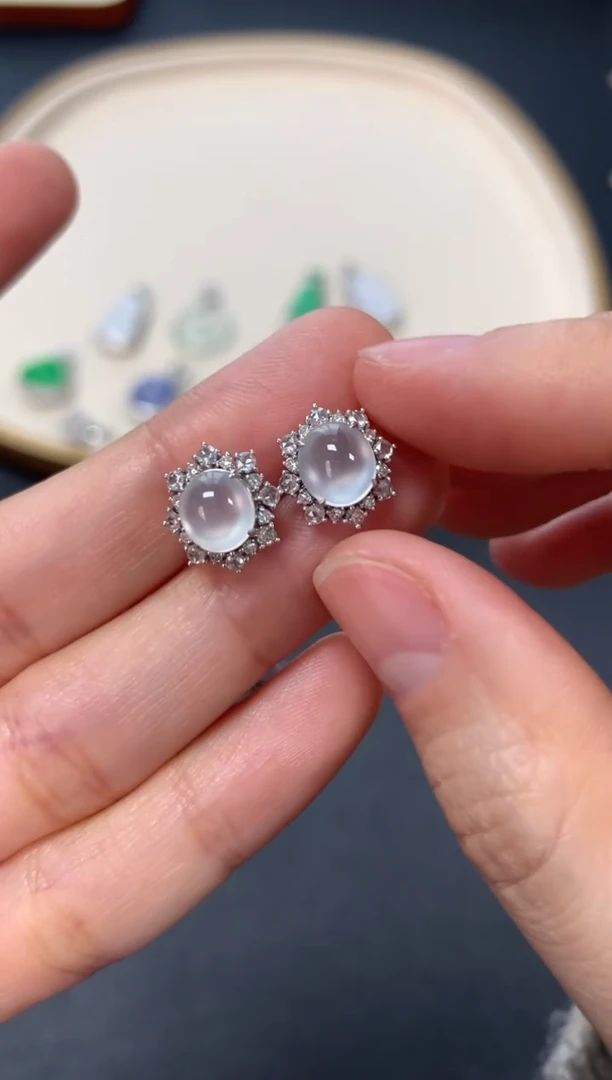 【闪购商品】翡翠耳饰18K金镶嵌耳饰7500