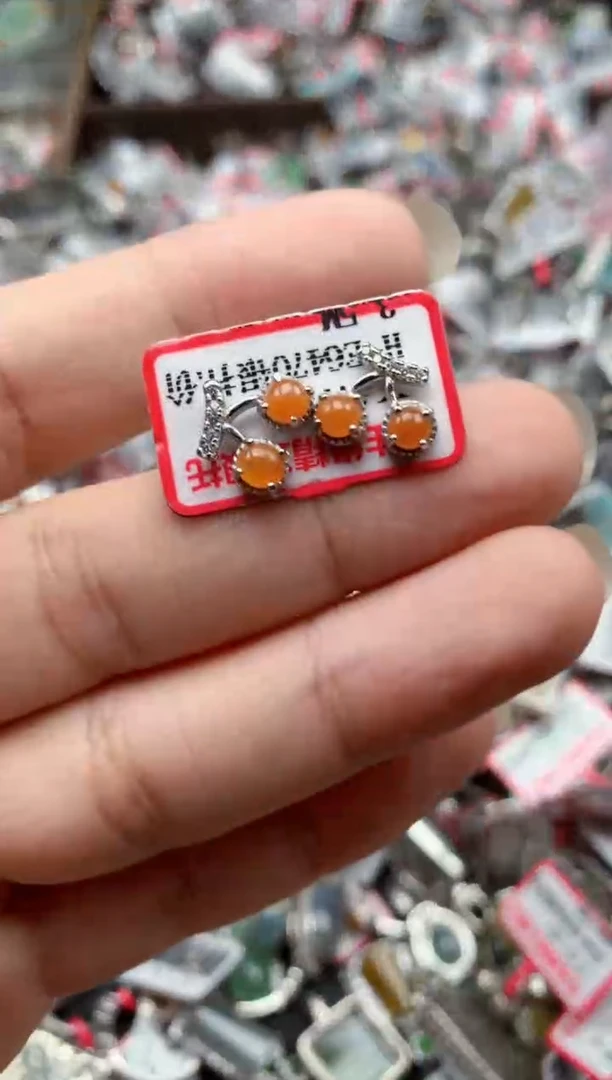 银S925镶嵌戒指翡翠天然A货缅甸翡翠