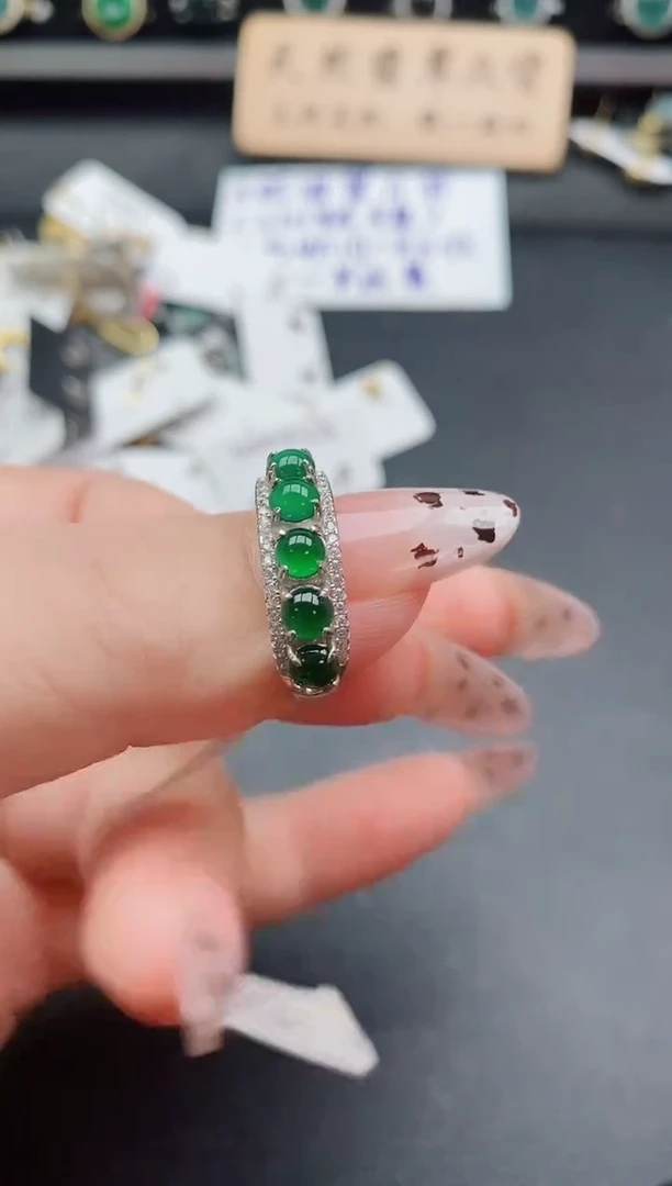 银S925镶嵌翡翠耳饰12121