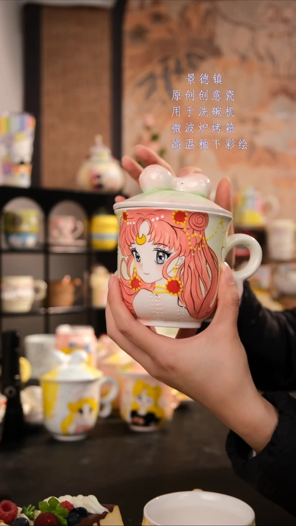 摆件陶旺的可以陶瓷手工手绘高温釉下彩设计师款
