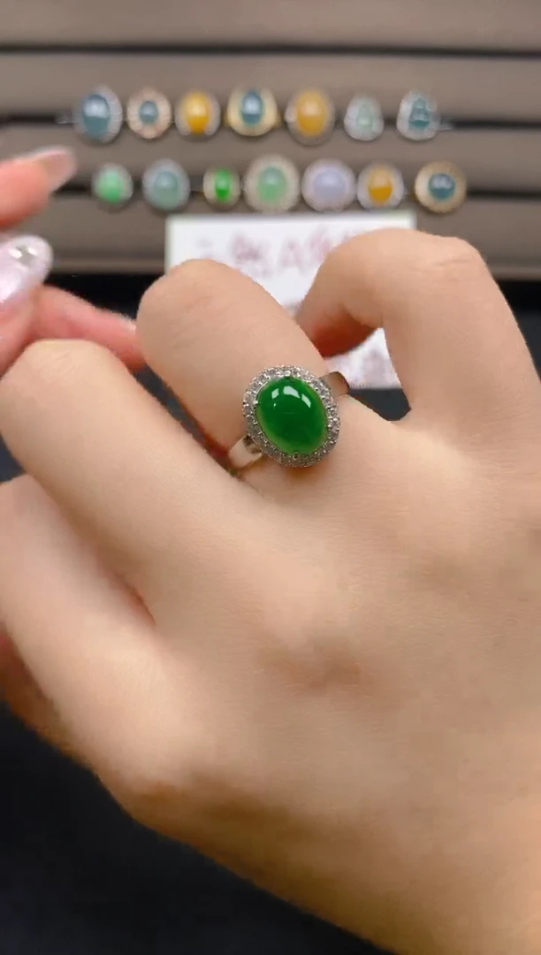 翡翠戒指银S925镶嵌39