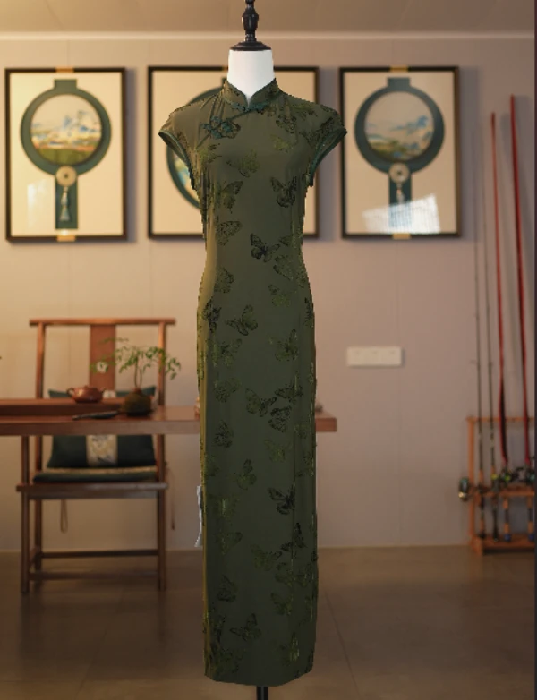 旗袍 长款 复古款（衣长约125cm）流萤C131