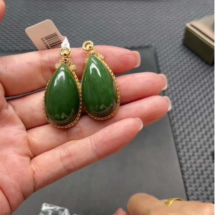 【老郑家】18k金和田玉水滴吊坠 多样性发1件不带链