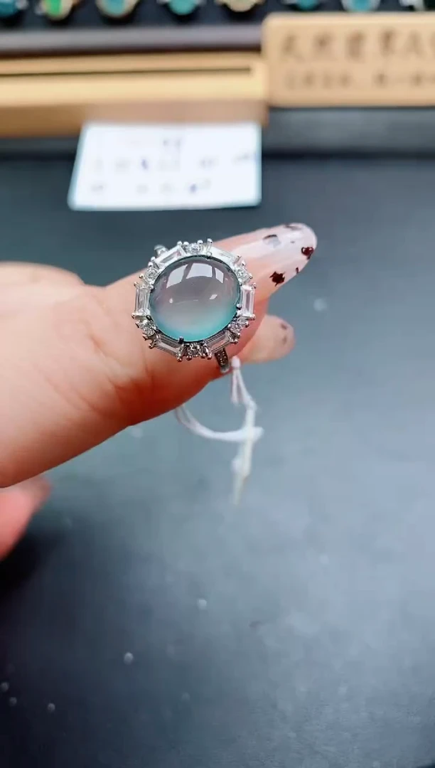 银S925镶嵌戒指翡翠1