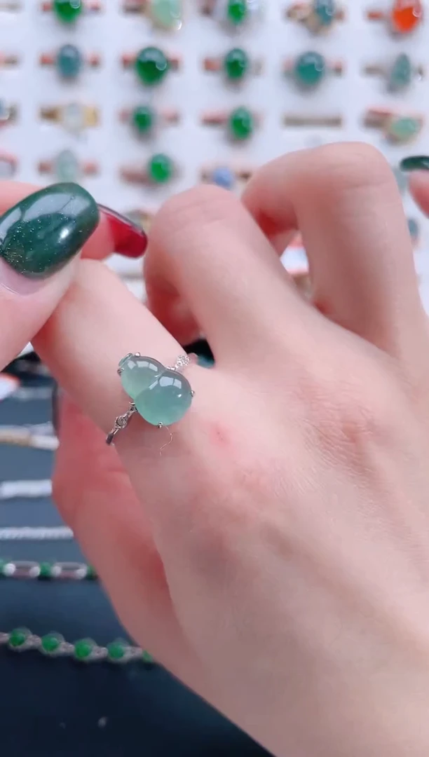 银S925镶嵌戒指翡翠天然翡翠
