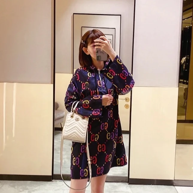 未使用 GUCCI/古驰 GG大logo女士连帽开襟衫女装