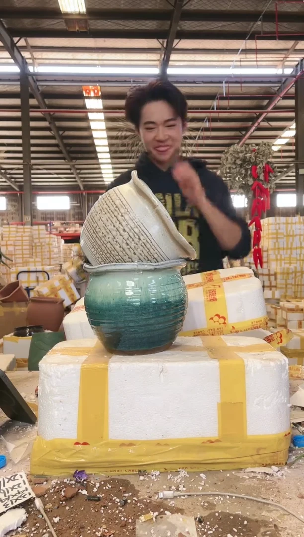 宜兴紫砂粗陶花盆19*16