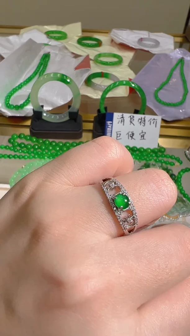 银S925镶嵌戒指翡翠多样性团购发一件