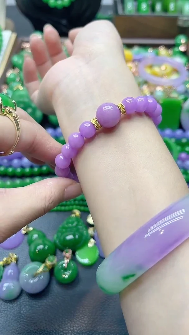 颈饰未镶嵌翡翠8mm紫单珠手串