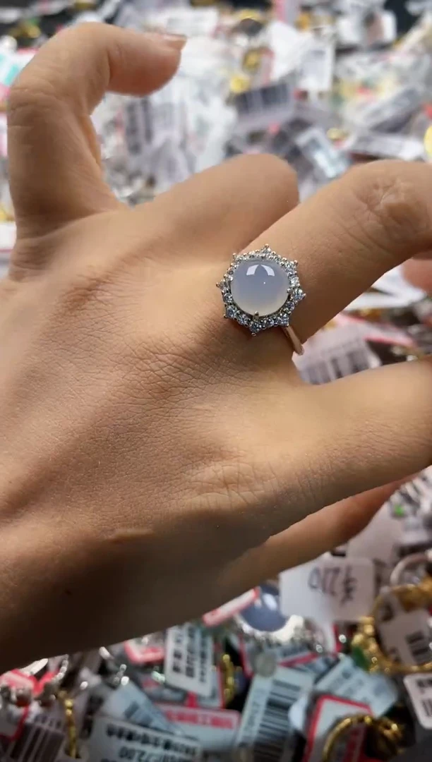 银S925镶嵌戒指翡翠444   2