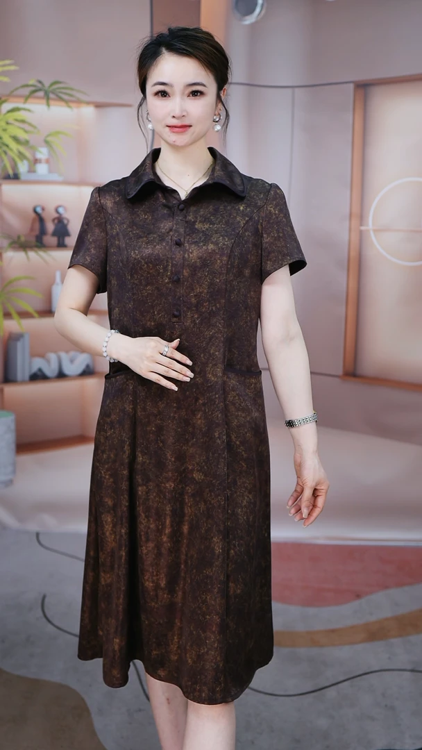 桑蚕丝2025爆款中式风上新气质显瘦国风连衣裙023