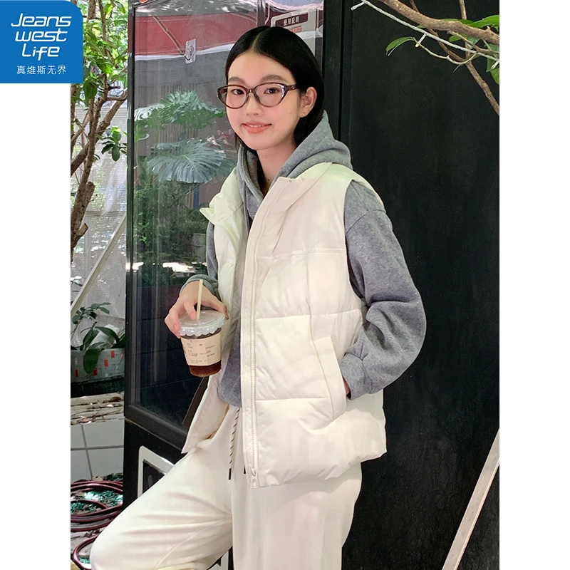 真维斯无界女士棉马甲秋款宽松立领休闲百搭保暖时尚外穿新款潮搭