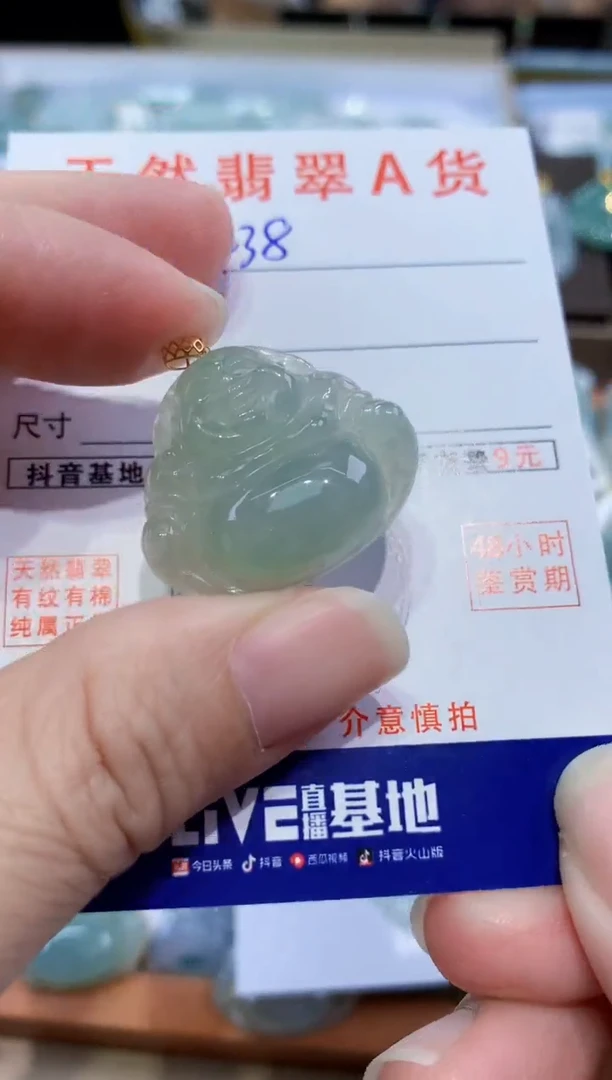 颈饰18K金镶嵌翡翠天然翡翠A货挂件