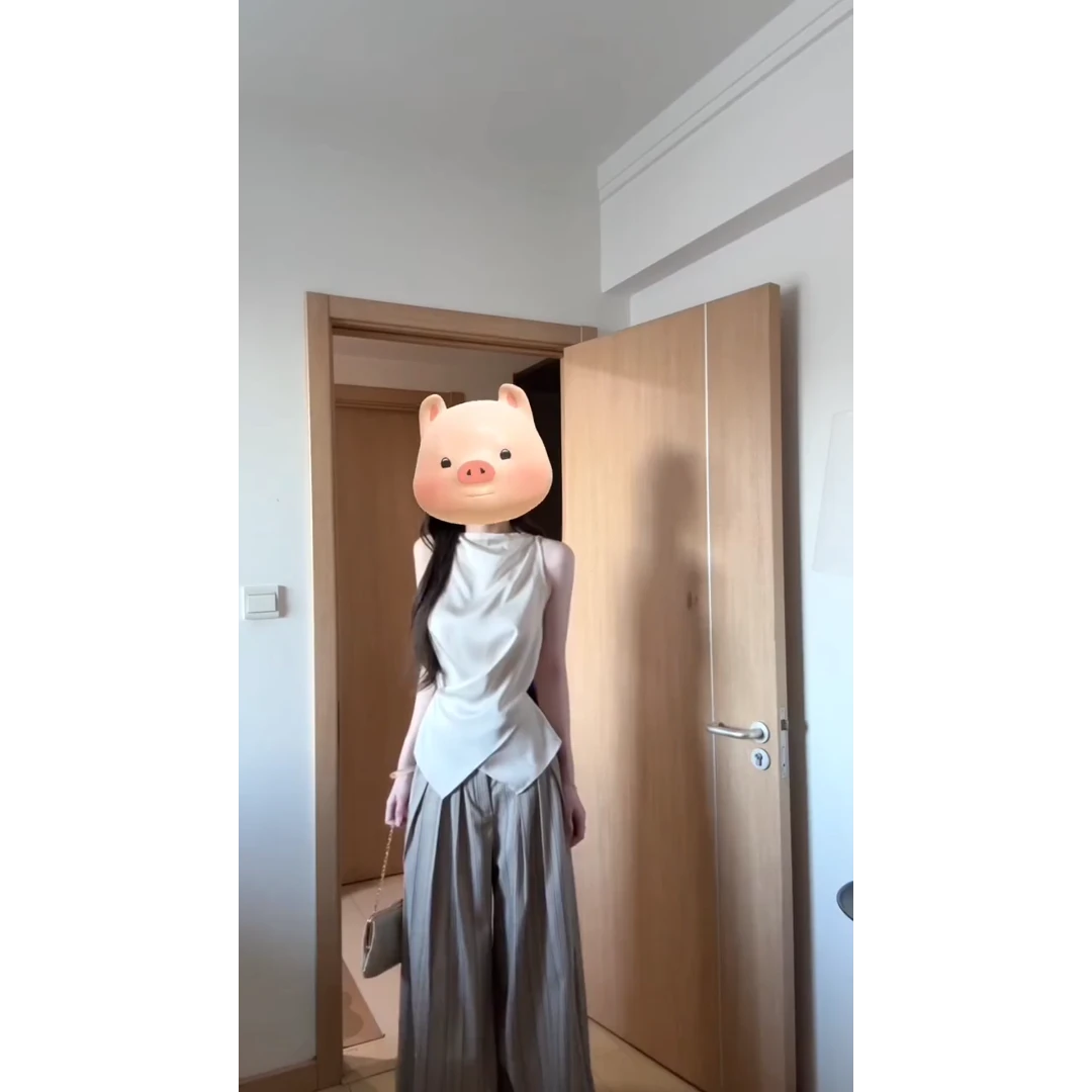 MARIE.COCO高贵轻奢时尚套装别致设计感无袖上衣时髦阔腿休闲裤潮