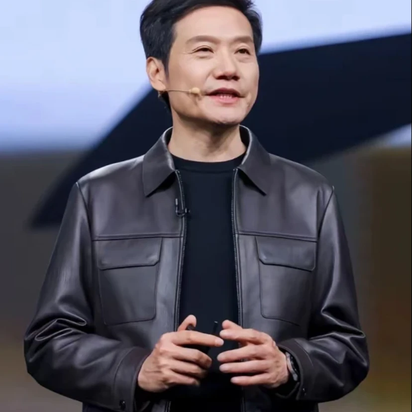 【雷总发布会同款】 春季新款夹克外套真皮翻领百搭皮衣251T1000