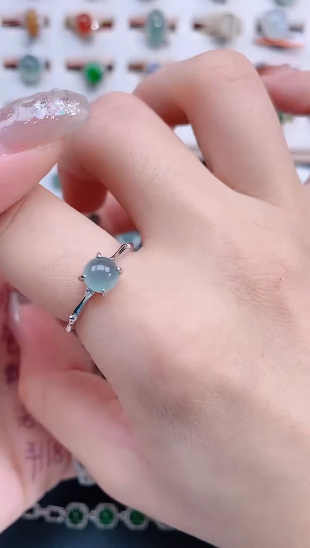 银S925镶嵌戒指翡翠天然翡翠