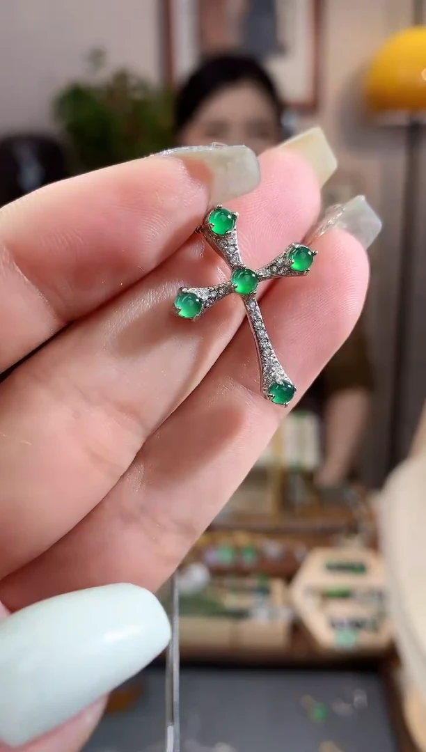 翡翠银S925镶嵌吊坠(不含链)【挽石珠宝】蛋面