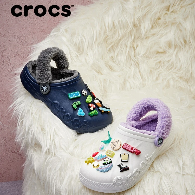 CROCS/卡骆驰【贝雅暖绒3鞋花套组】洞洞鞋保暖休闲毛毛鞋|206633