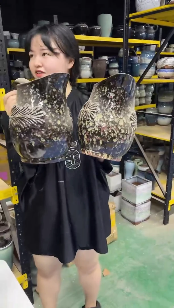 宜兴紫砂粗陶花盆18*22