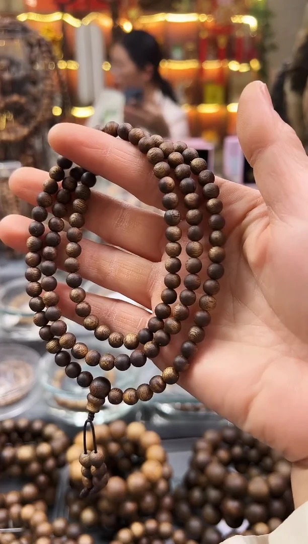 沉香手串棋楠张勺子圆珠多圈