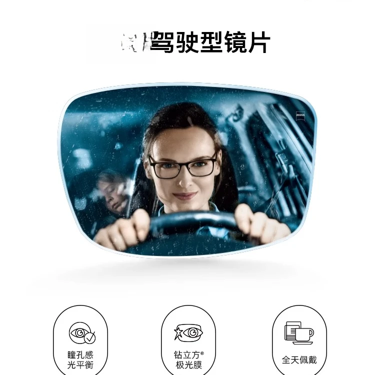 驾驶型钻立方极光膜 防眩光 镜片增景深 车内变色