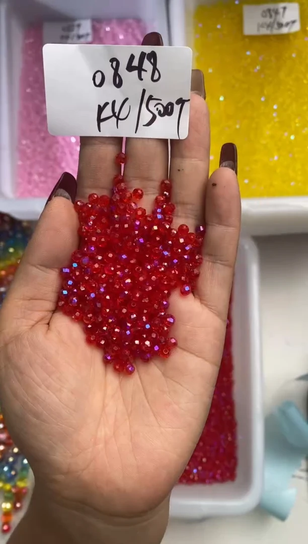 玻璃0848卡4水晶透色微光彩500颗大红