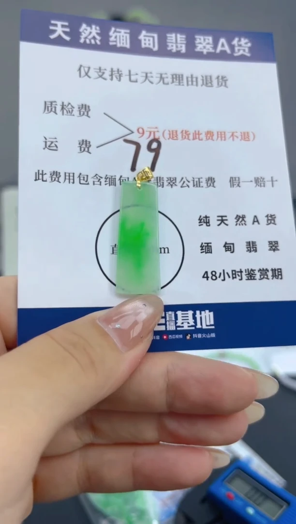 颈饰18K金镶嵌翡翠纯天然缅甸翡翠A货