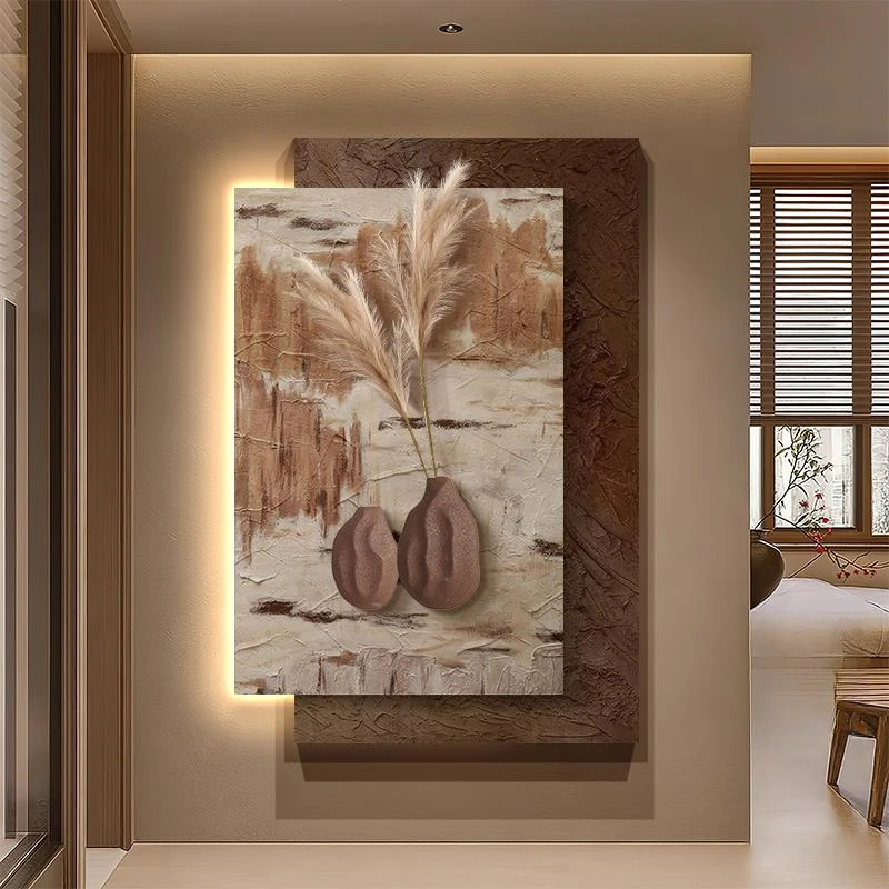 侘寂风玄关装饰画高级感入户正对门玄关挂画中古风走廊过道壁画