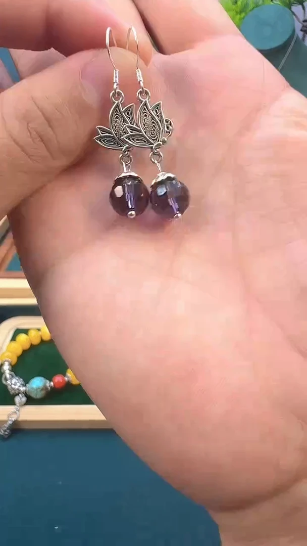 水晶耳饰银S925镶嵌E12