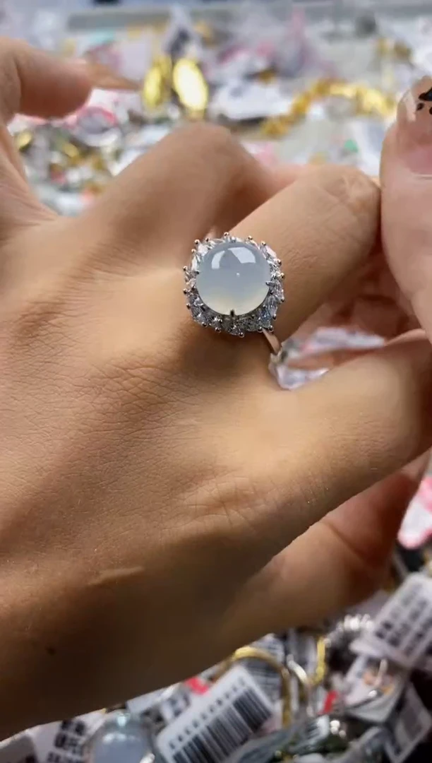 翡翠戒指银S925镶嵌555555   1