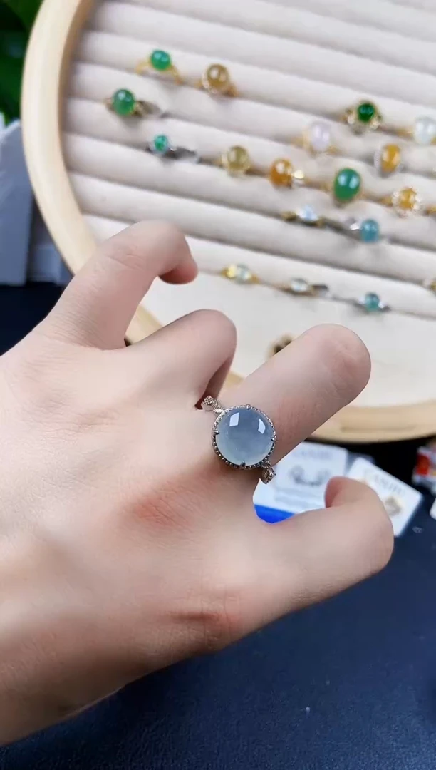翡翠戒指银S925镶嵌141