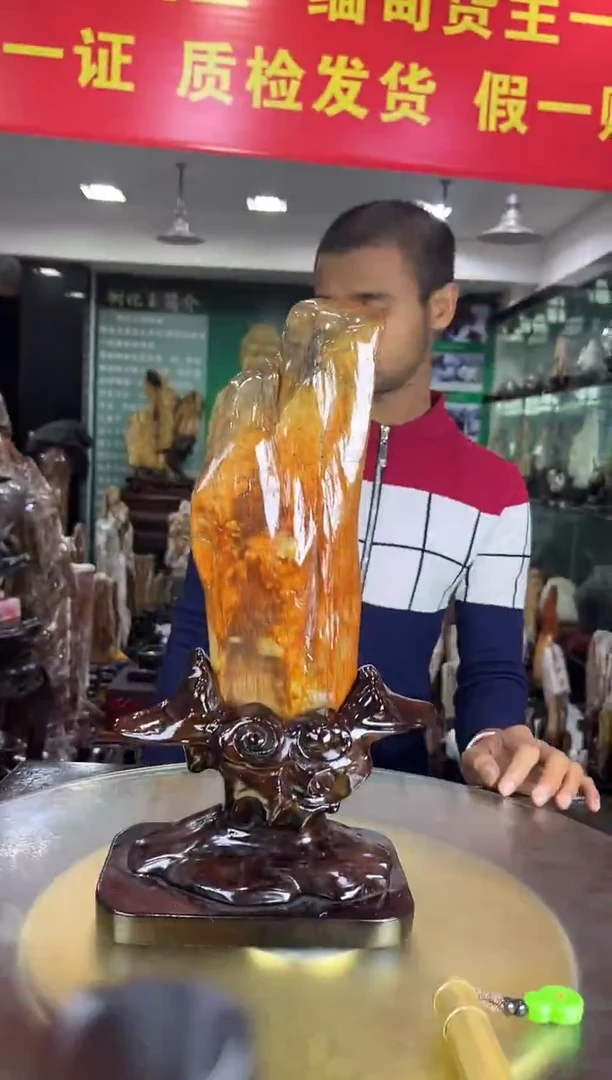 缅甸天然树化玉摆件