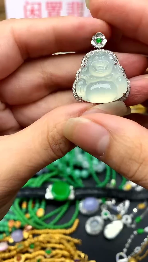 翡翠18K金镶嵌颈饰387-中国好珍宝