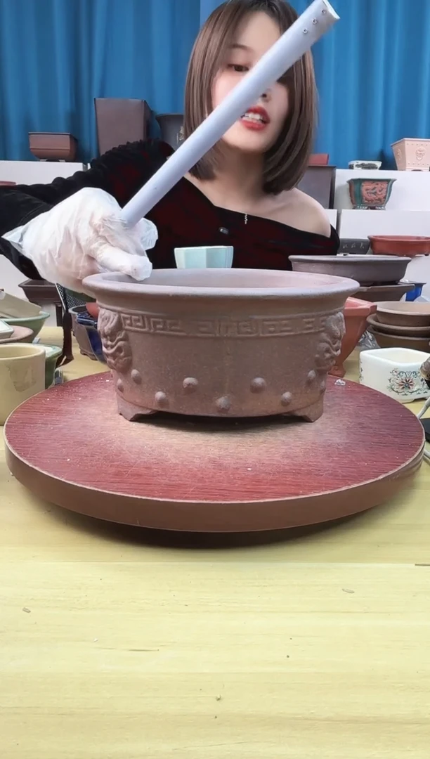 紫砂花盆浅草紫砂花盆微瑕