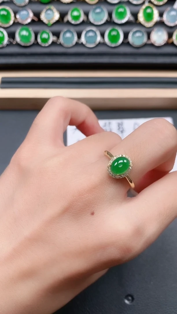 翡翠戒指银S925镶嵌111111