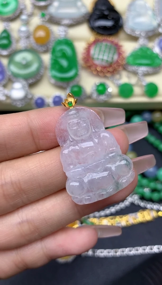 颈饰18K金镶嵌翡翠180-翡翠雪姐天天见