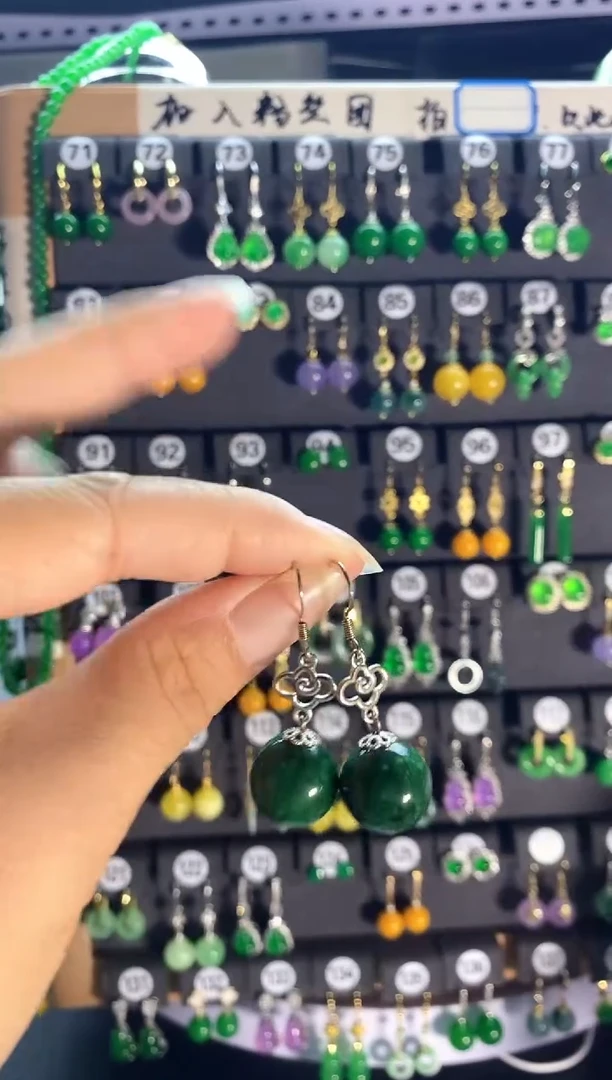 翡翠银S925镶嵌耳饰021.....