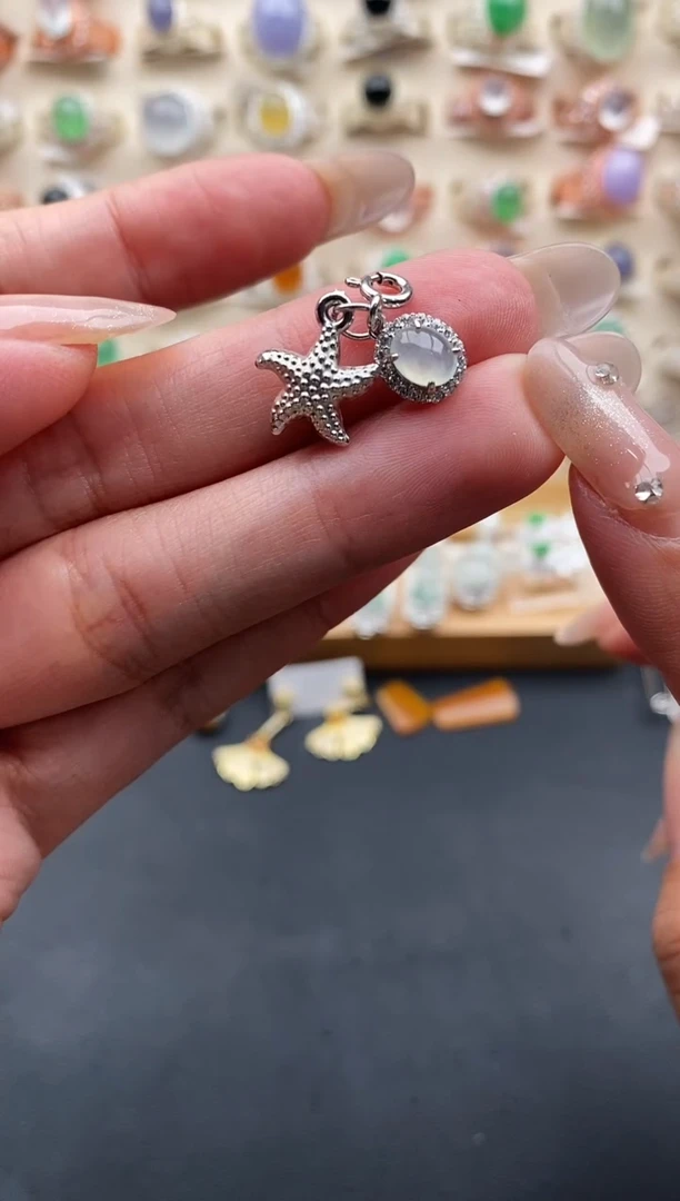 银S925镶嵌戒指翡翠缅甸天然A货翡翠118-10