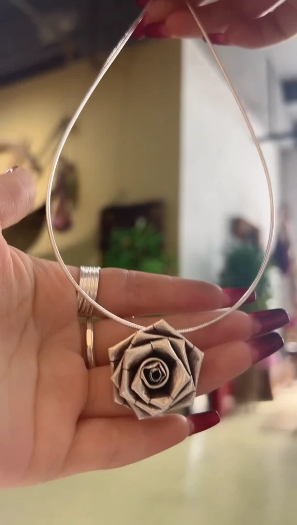 无925银爱****宝软项圈+玫瑰吊坠