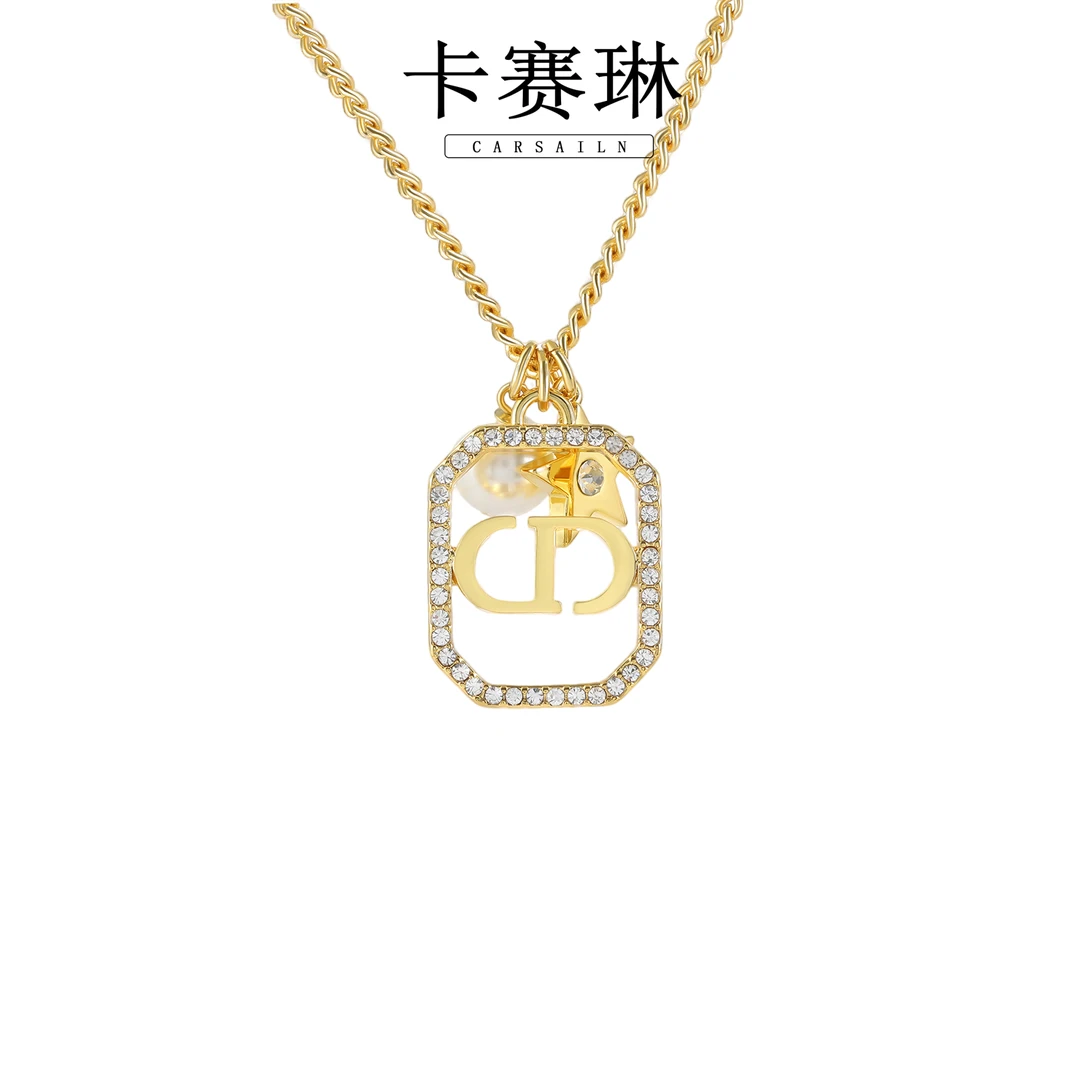 卡赛琳carsailn/ 镀K金 CNC精工 锆石气质轻奢时尚金色项链 4558