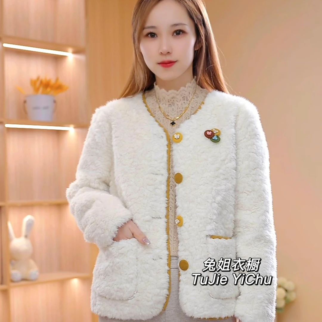 【兔姐衣橱】2025冬季新款时尚宽松显瘦圆领加厚保暖外套