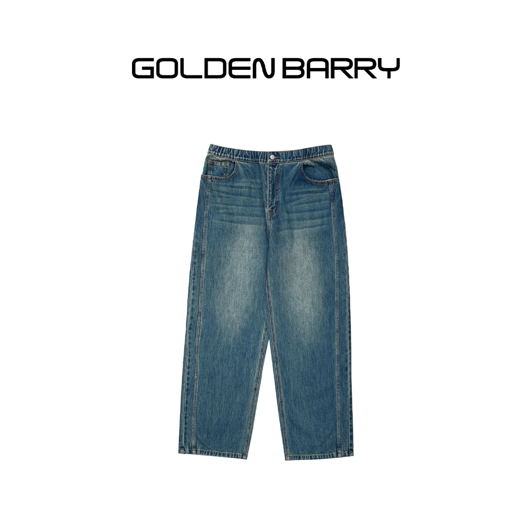 GOLDENBARRY|501117男款松紧腰休闲百搭牛仔长裤