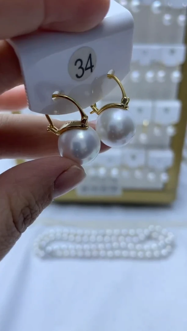 银S925镶嵌耳饰淡水珍珠34