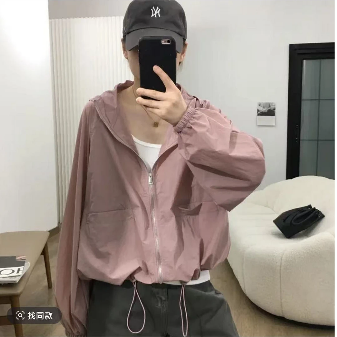 2025年韩版洋气女工装夏季新款防晒衣纯色休闲百搭上衣8812