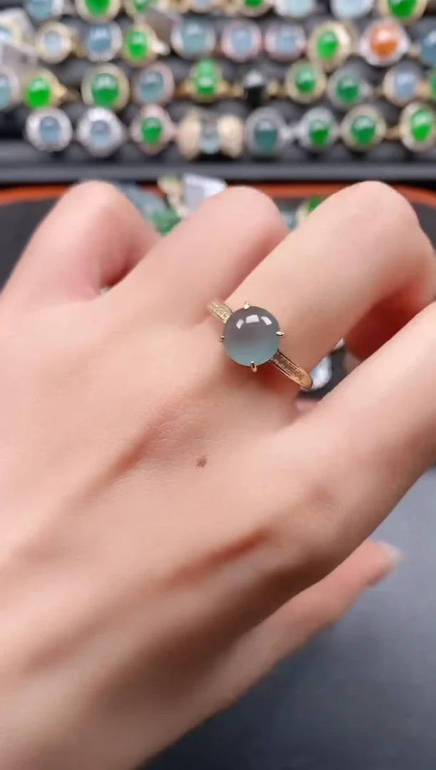 银S925镶嵌戒指翡翠1