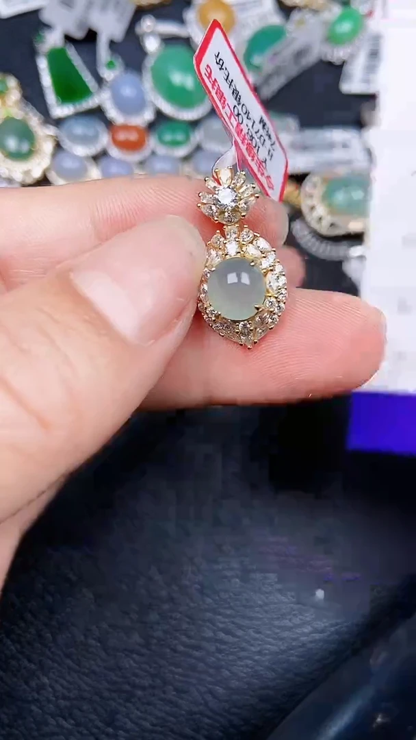 颈饰银S925镶嵌翡翠0758