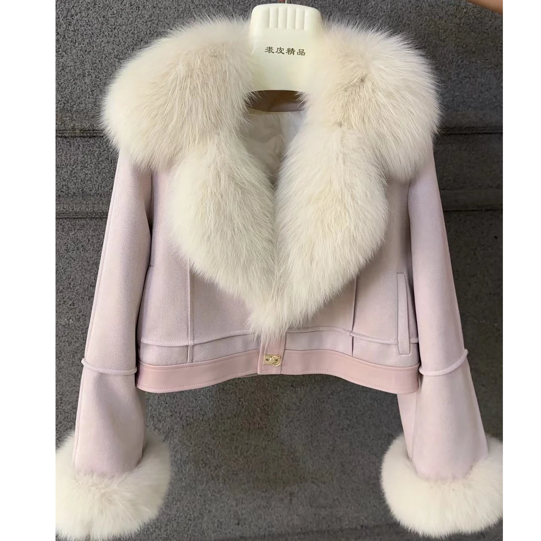 DOUSHEHUI   千姿狐狸毛麂皮绒皮草服饰外套